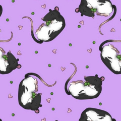 Rats Nomming Peas on Purple
