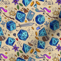 DND Dice on Yellow (Cotton)