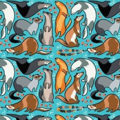 Ferrets on Teal (Cotton)