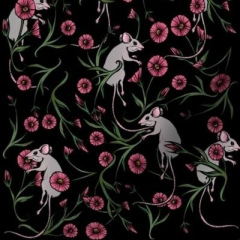 Floral Rodents Black (Cotton)