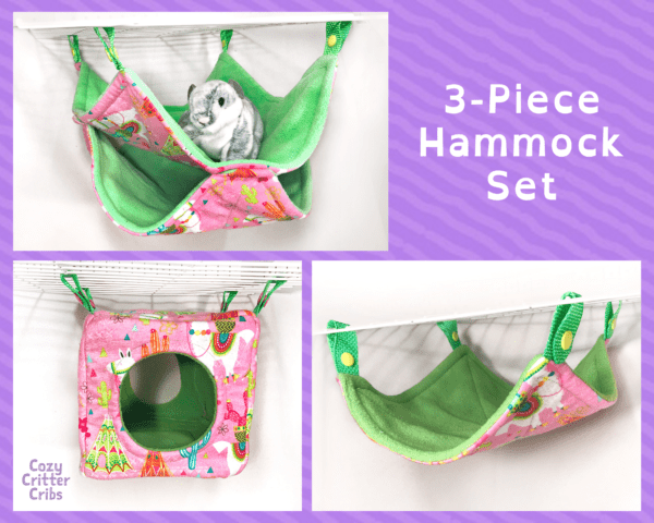 3-Piece Hammock Set: Llamas on Pink (S/M)