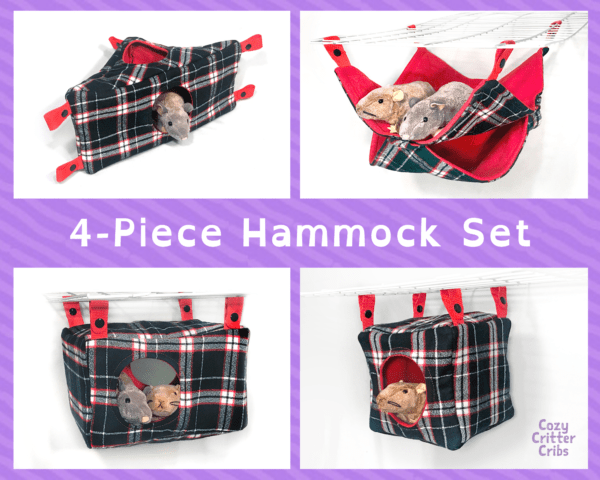 4-Piece Hammock Sets Red & Black Plaid