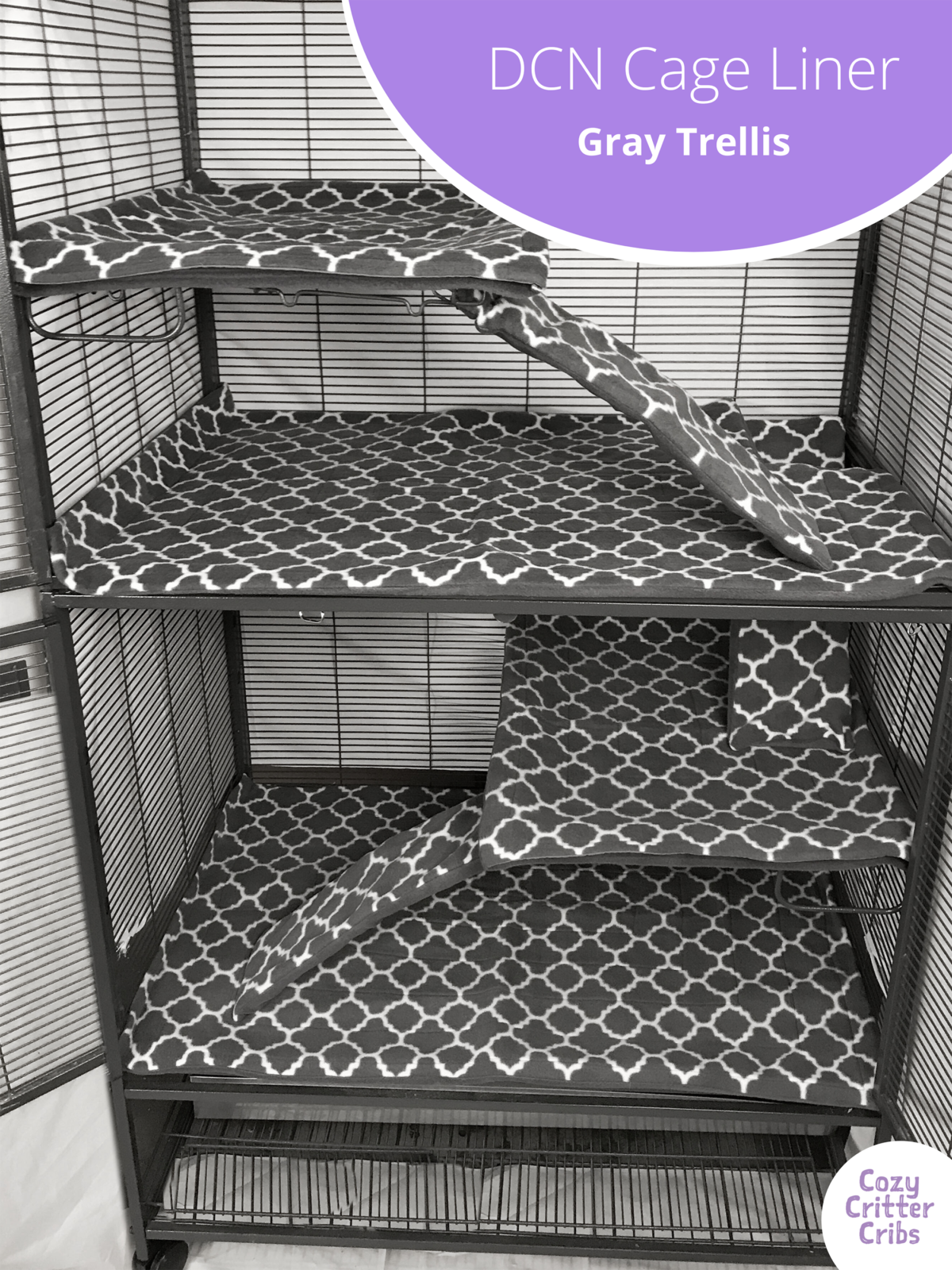 DCN Cage Liner premade 7 Grey Trellis thumbnail