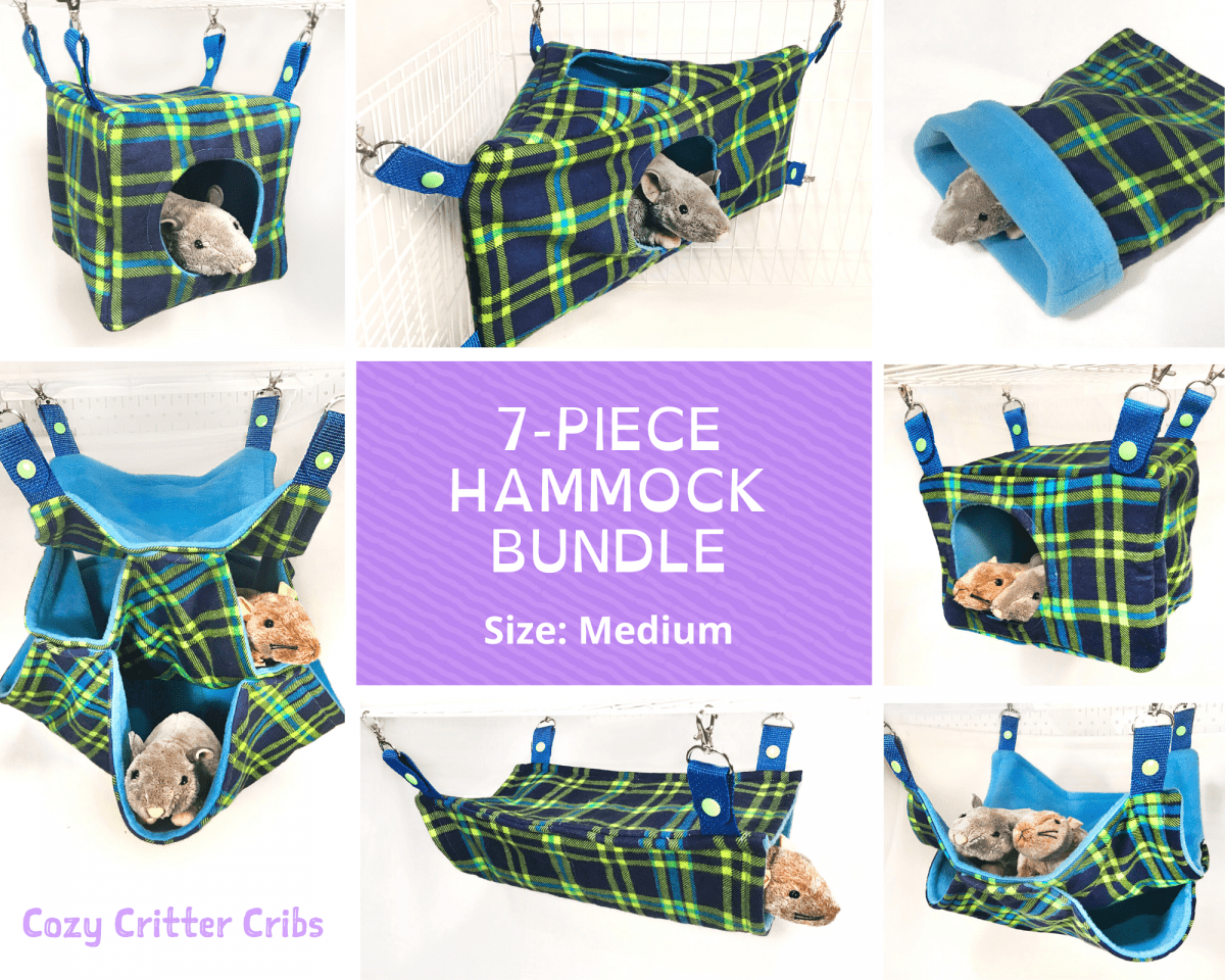 7-Piece Hammock Set - Blue & Lime Plaid (1)