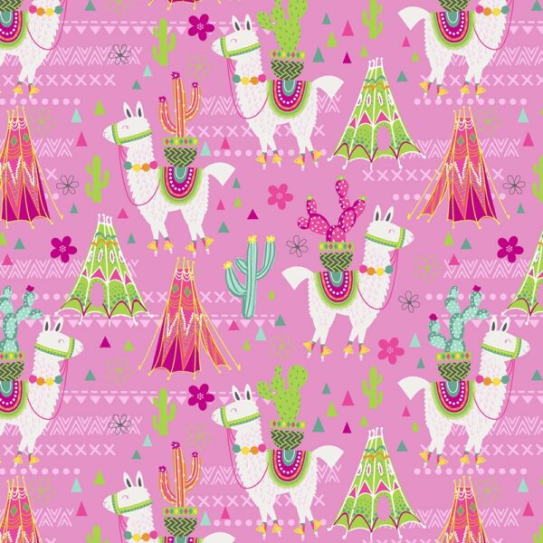 Aztec Llamas On Pink