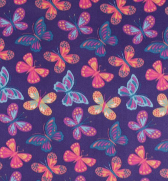 Butterflies on Purple Fleece