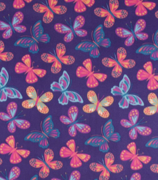 Butterflies on Purple Fleece