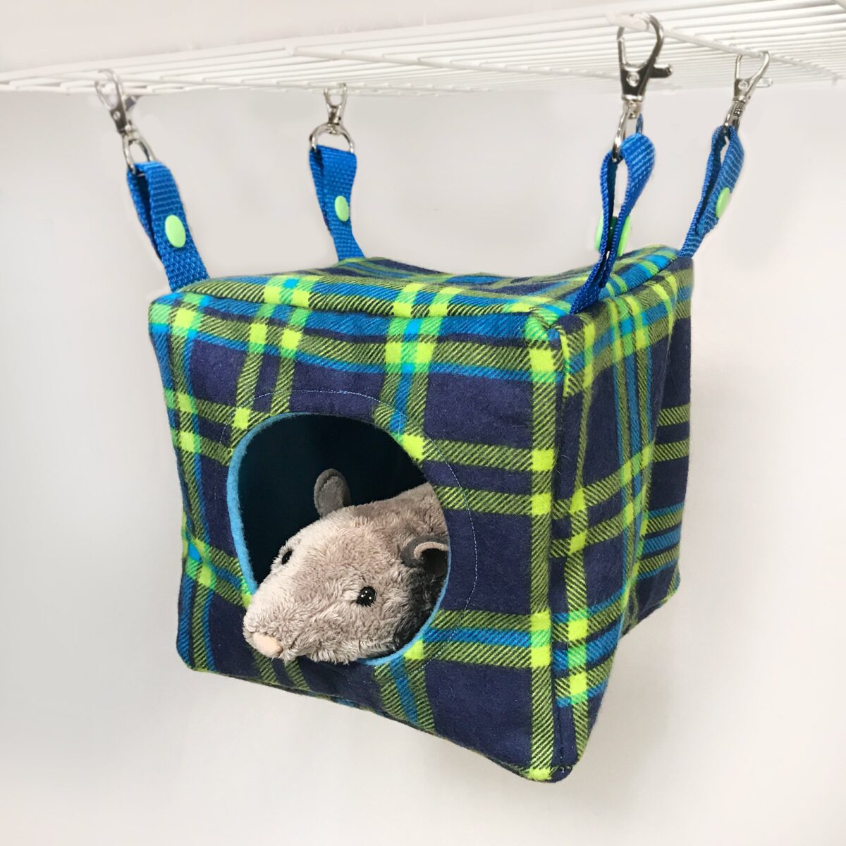 Cozy Cube Blue & Lime Plaid