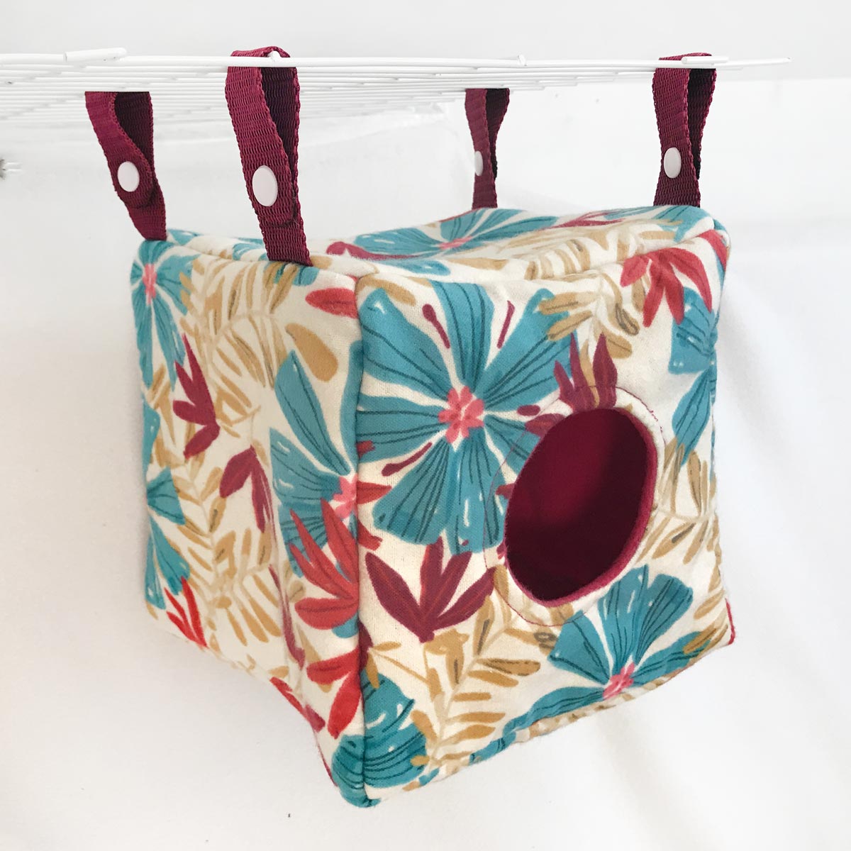 Cozy Cube Turquoise & Maroon Floral