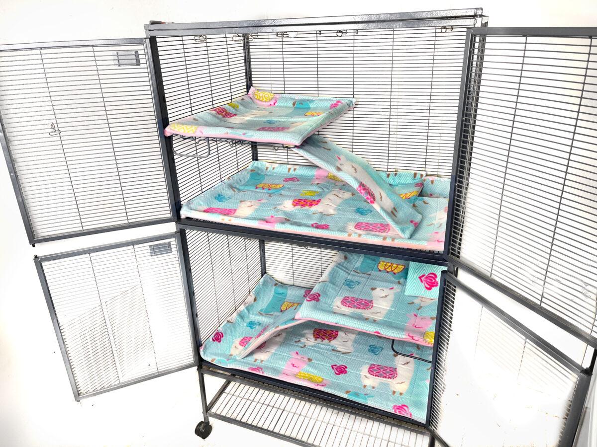 7-piece Cage Liner Set Midwest Double Critter/Ferret Nation "Llamas Aqua" (premade) - Image 2