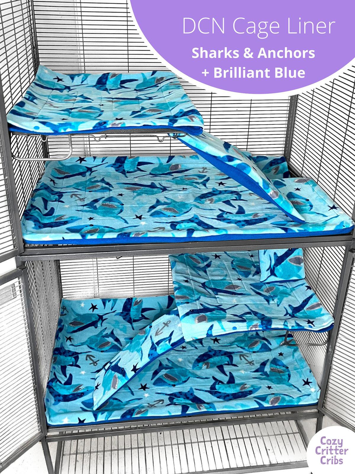 7-piece Cage Liner Set Midwest Double Critter/Ferret Nation "Sharks & Anchors"