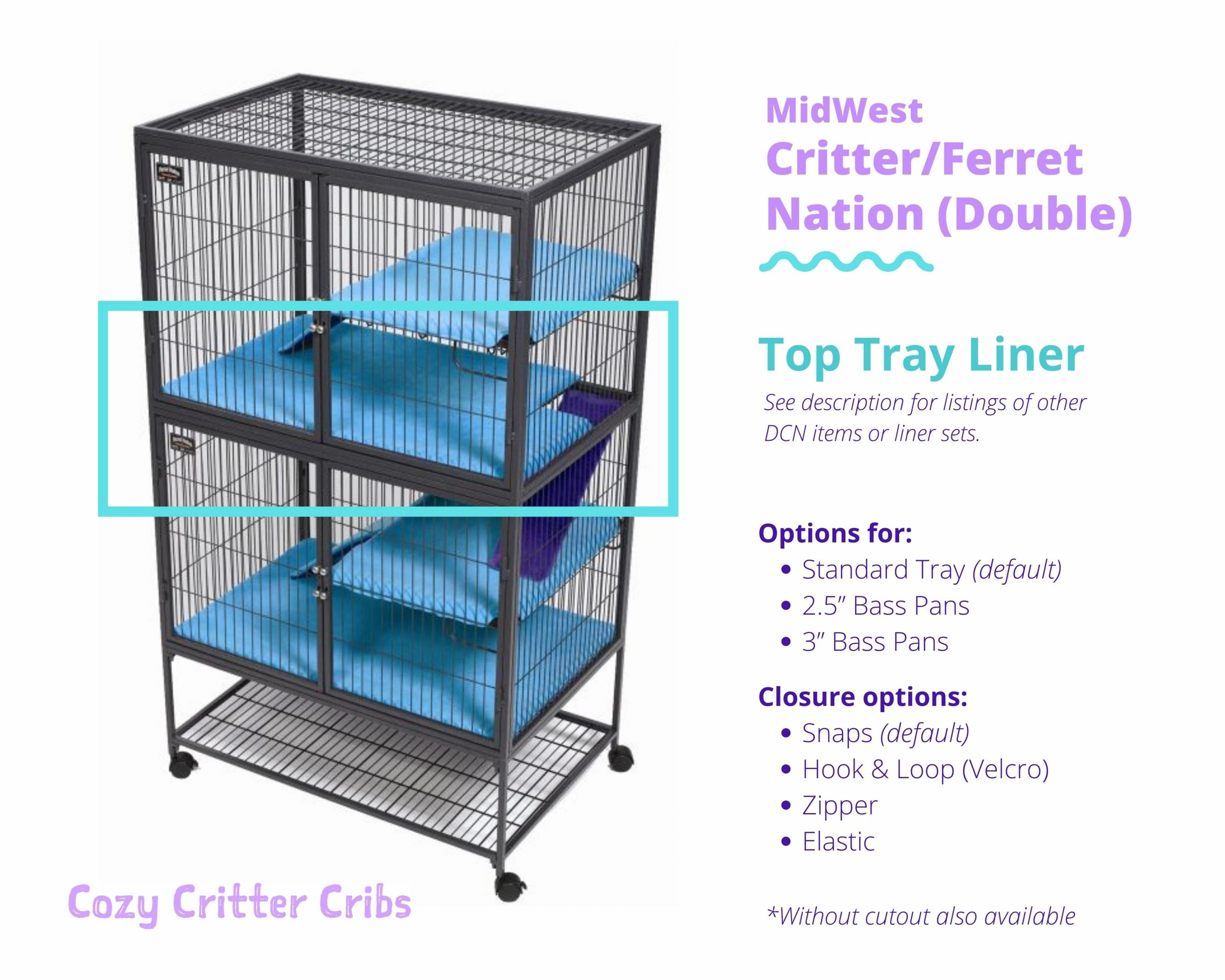Midwest Double Critter Nation Cage Liner Top Tray Customizable Cozy Critter Cribs