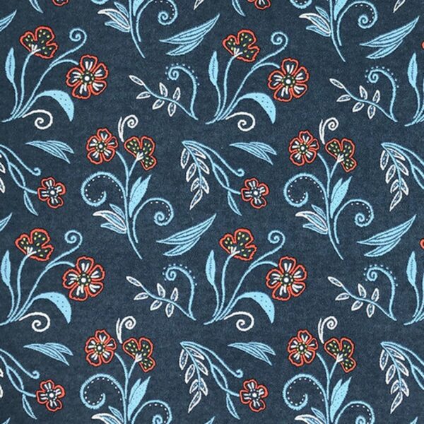 Embroidery Floral Red Navy