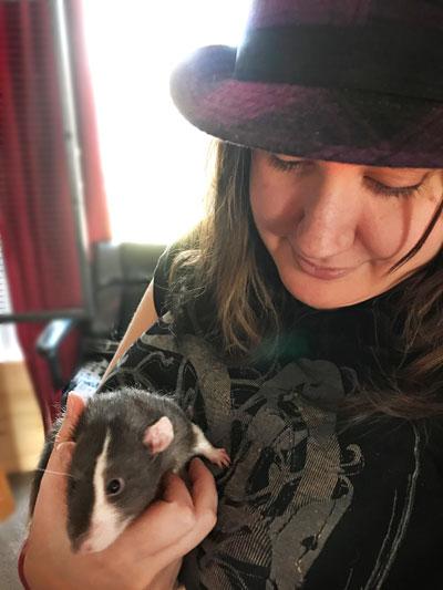 Kristen with Badger the rat