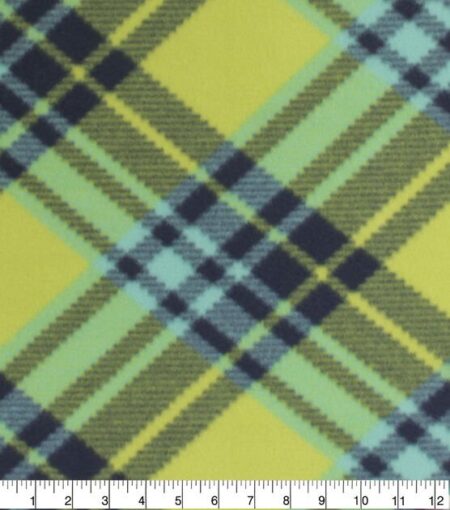 Lime Green Bias Plaid Fleece