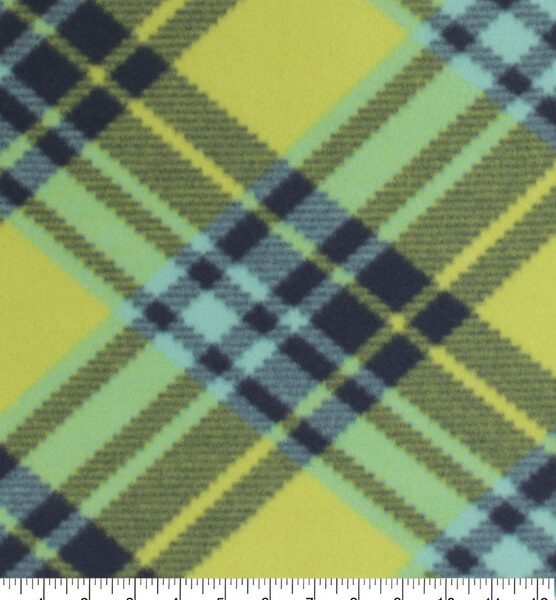 Lime Green Bias Plaid Fleece