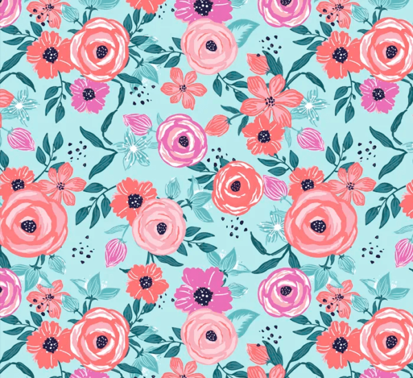 Roses Aqua Flannel