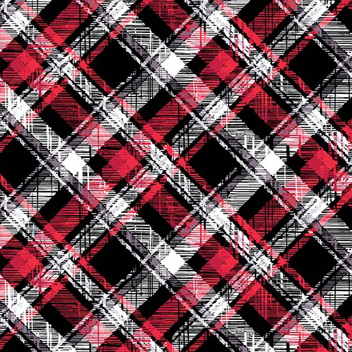 Distressed Black Diagonal Plaid