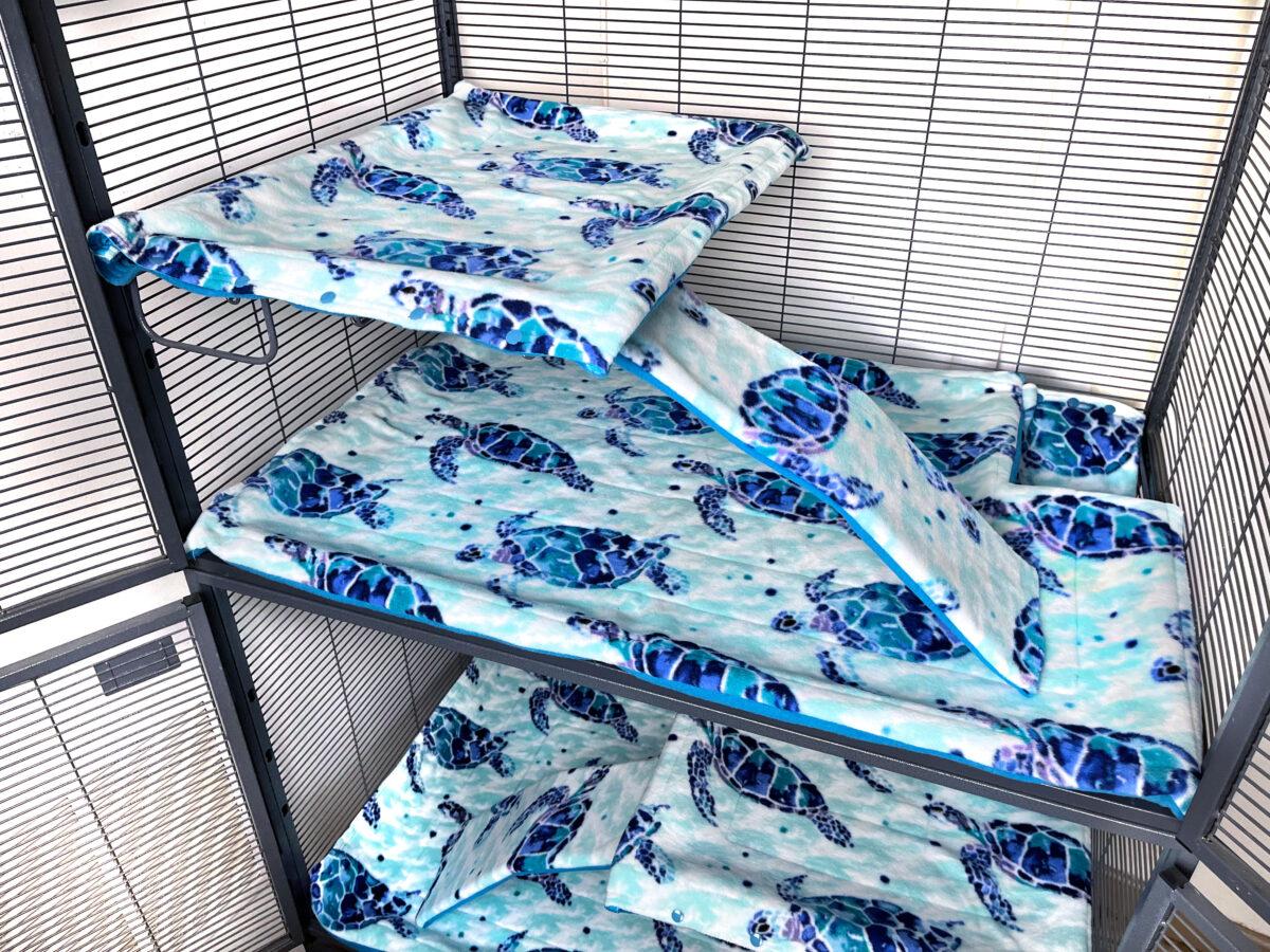 7-piece Cage Liner Set Midwest Double Critter/Ferret Nation "Sea Turtles" (premade) - Image 2
