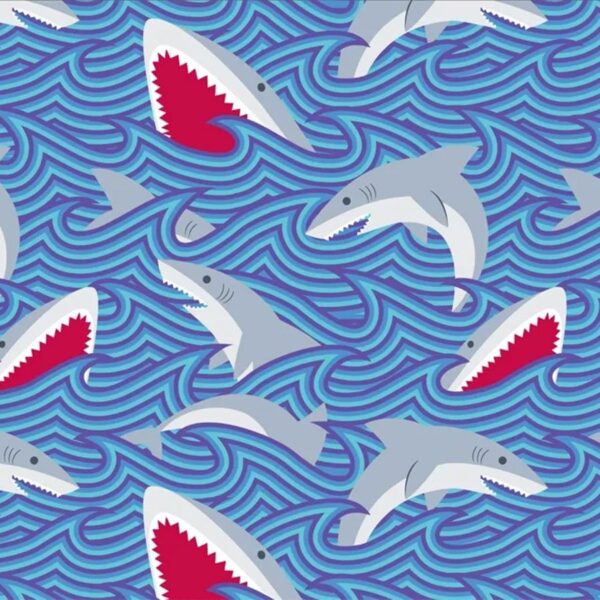 Shark Waves Anti-Pill Fleece Fabric