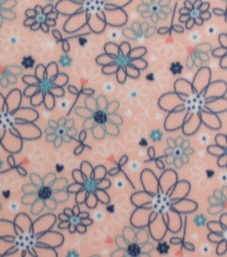 Sketched Floral on Pink Fleece