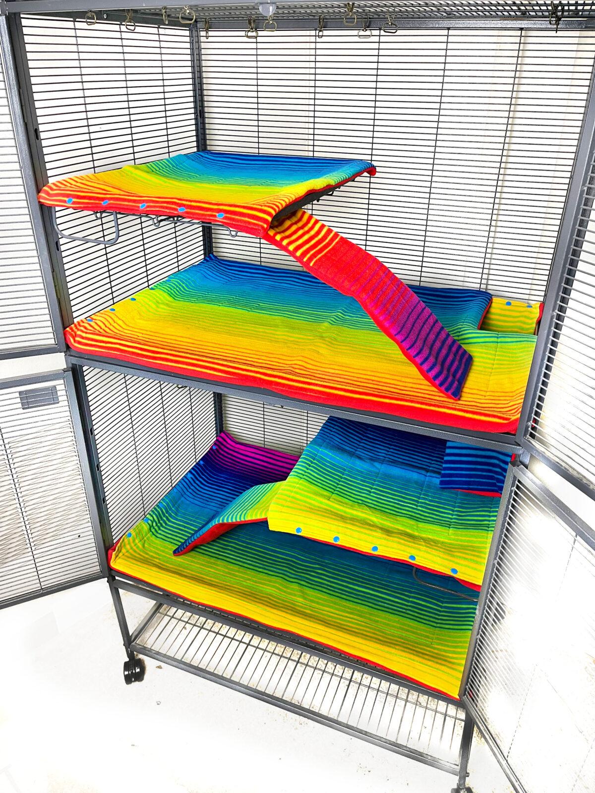 7-piece Cage Liner Set Midwest Double Critter/Ferret Nation "Summer Rainbow Stripes" - Image 2