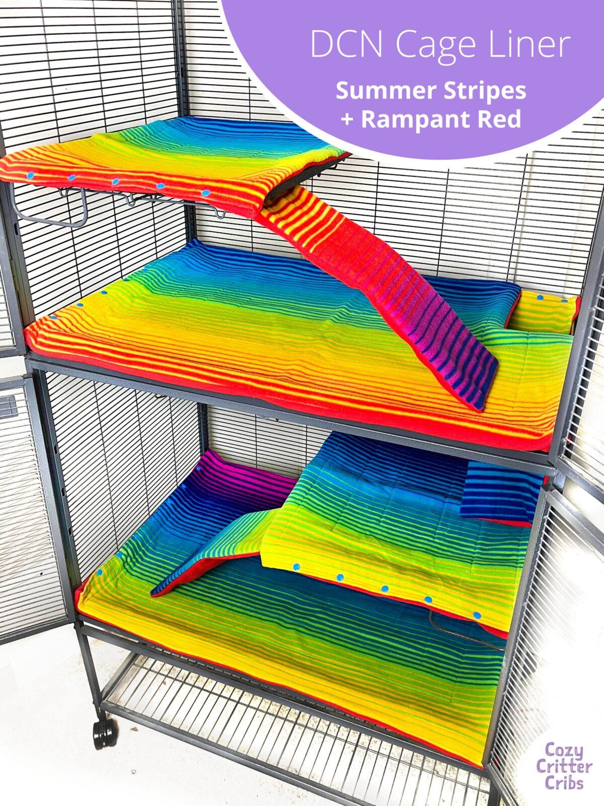 7-piece Cage Liner Set Midwest Double Critter/Ferret Nation "Summer Rainbow Stripes"