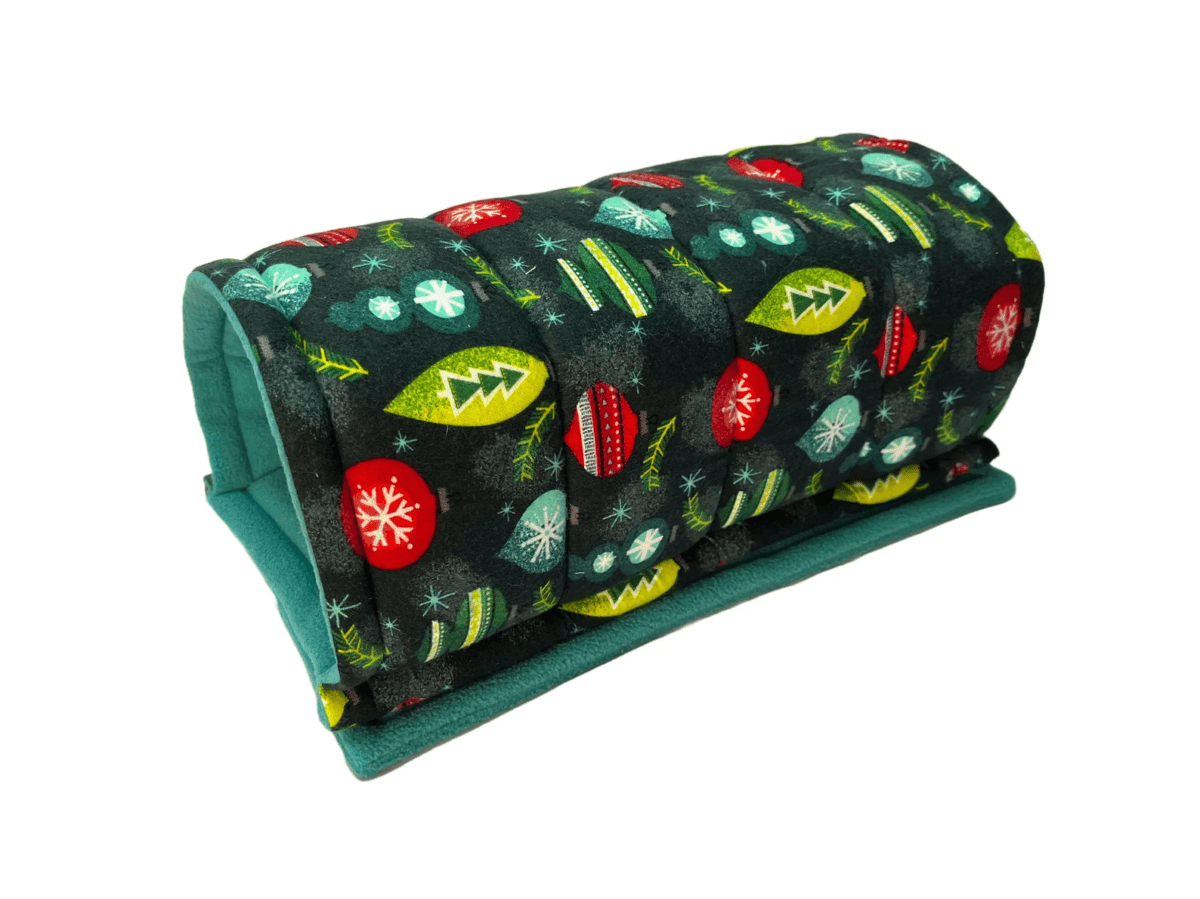 Tiny Tunnel Hideout for Small Animals (Medium) with fleece potty pad Christmas Ornaments & Mistletoe 2